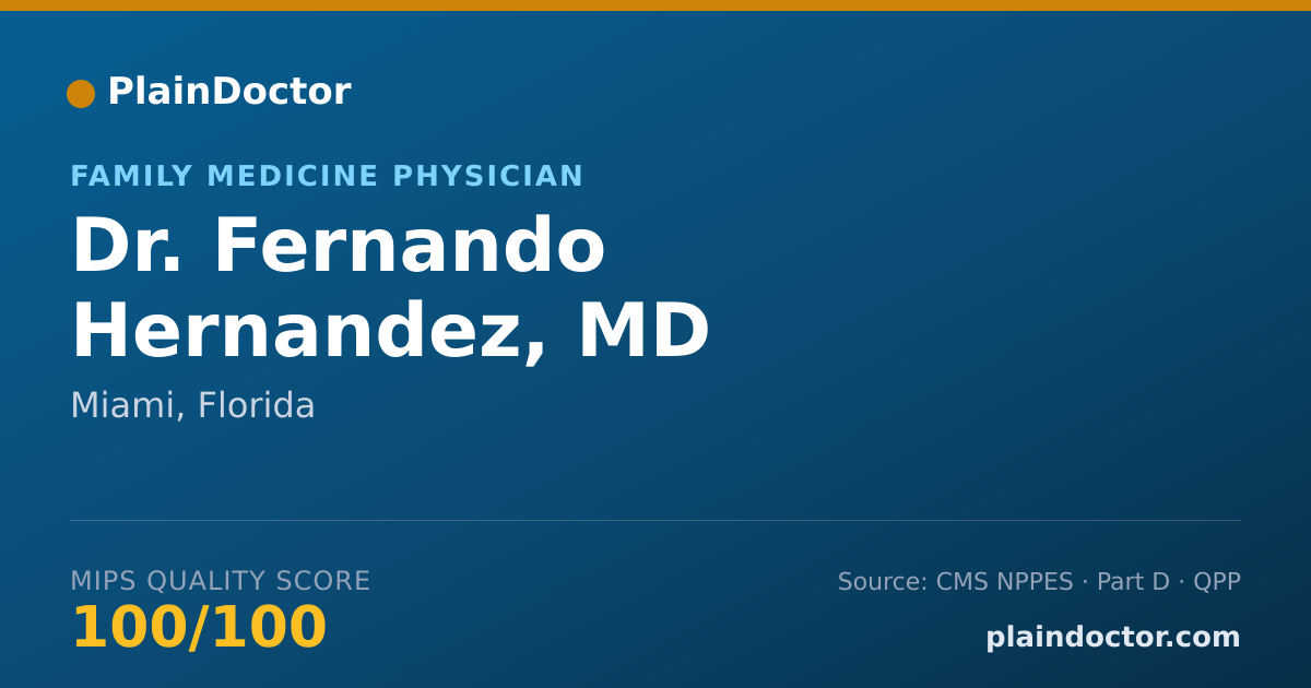 Shareable card for Fernando Hernandez, MD - Family Medicine Physician, Miami, FL