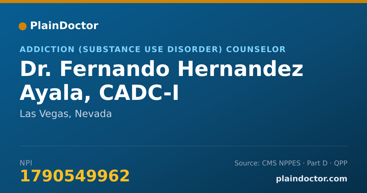 Shareable card for Fernando Hernandez Ayala, CADC-I - Addiction (Substance Use Disorder) Counselor, Las Vegas, NV