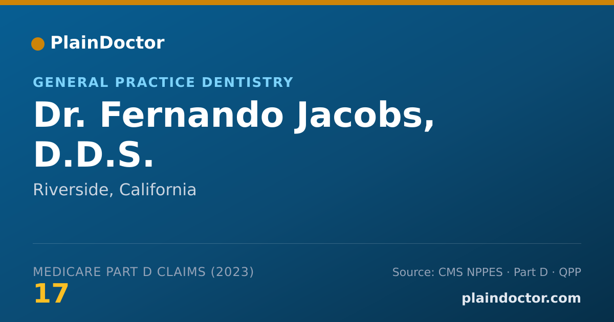 Shareable card for Fernando Jacobs, D.D.S. - General Practice Dentistry, Riverside, CA