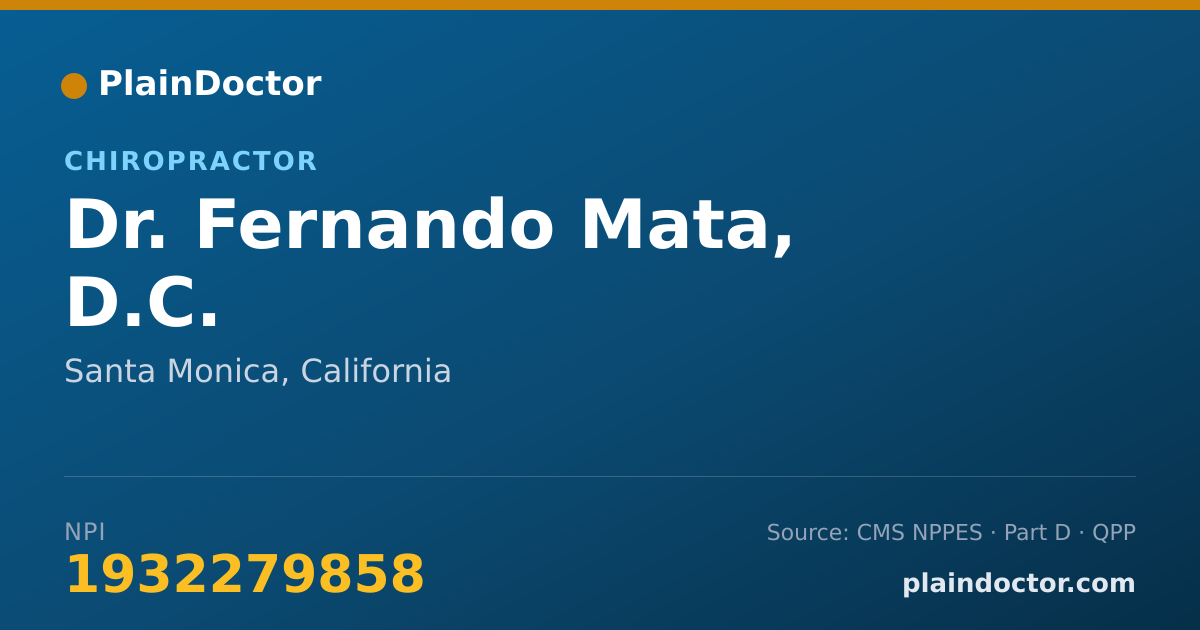 Shareable card for Fernando Mata, D.C. - Chiropractor, Santa Monica, CA