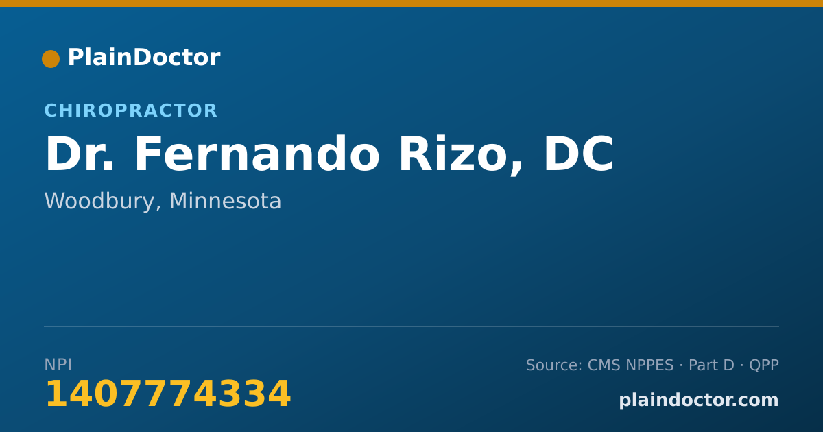Shareable card for Fernando Rizo, DC - Chiropractor, Woodbury, MN