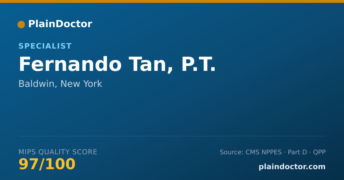 Shareable card for Fernando Tan, P.T. - Specialist, Baldwin, NY