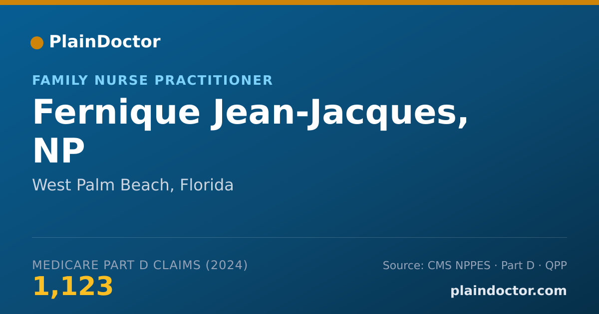 Shareable card for Fernique Jean-Jacques, NP - Primary Care Nurse Practitioner, West Palm Beach, FL