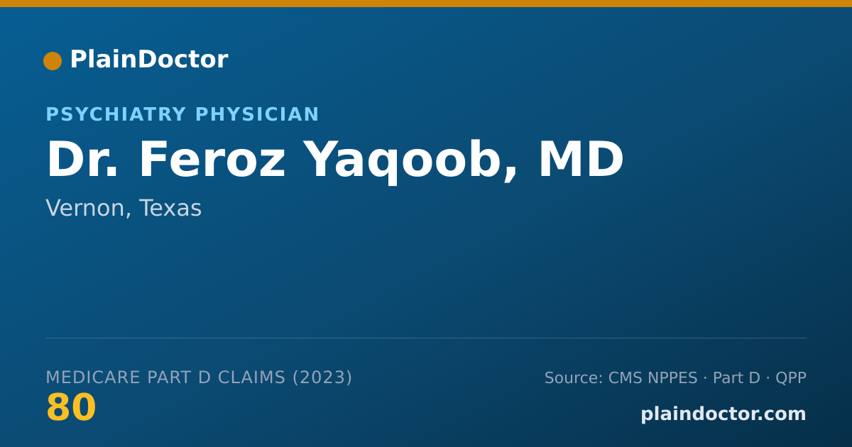 Shareable card for Feroz Yaqoob, MD - Psychiatry Physician, Vernon, TX