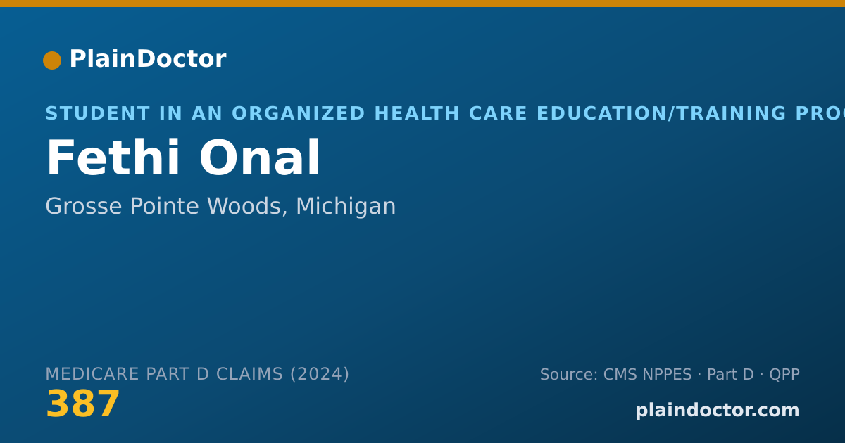 Shareable card for Fethi Onal - Student in an Organized Health Care Education/Training Program, Grosse Pointe Woods, MI