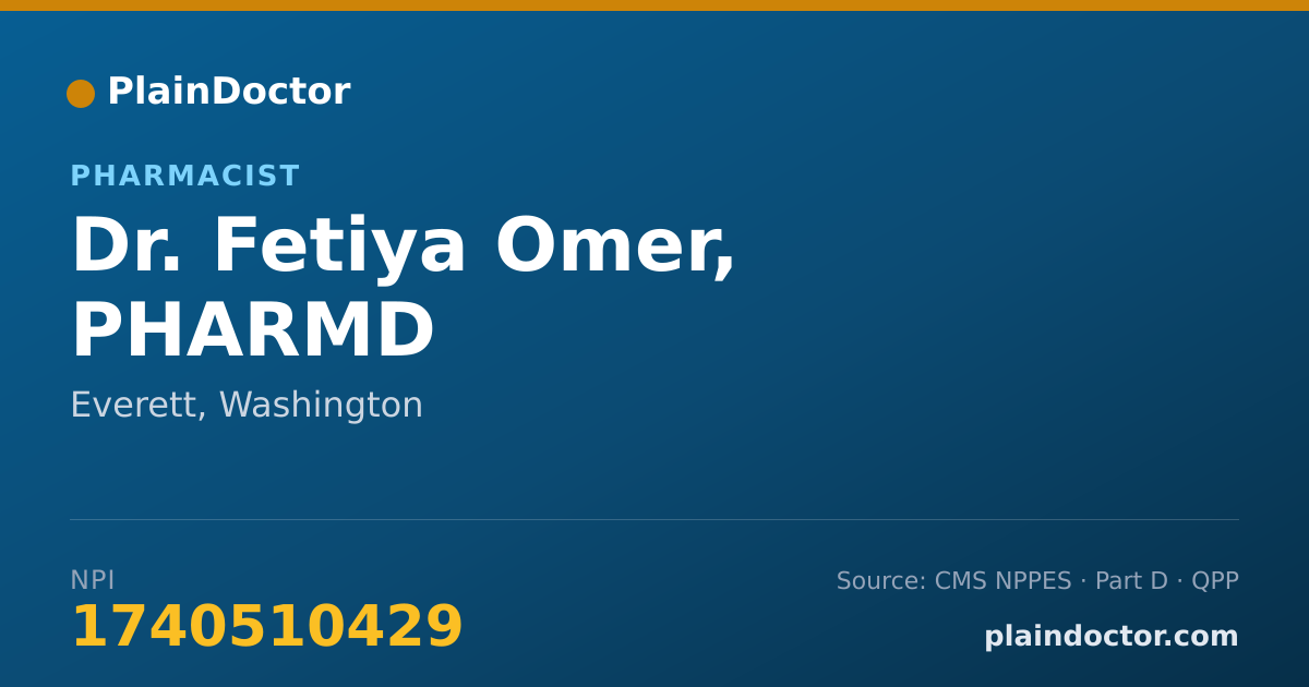 Shareable card for Fetiya Omer, PHARMD - Pharmacist, Everett, WA