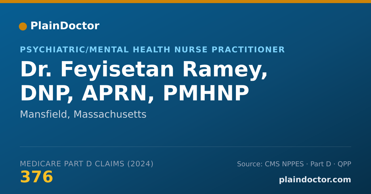 Shareable card for Feyisetan Ramey, DNP, APRN, PMHNP - Psychiatric/Mental Health Nurse Practitioner, Mansfield, MA