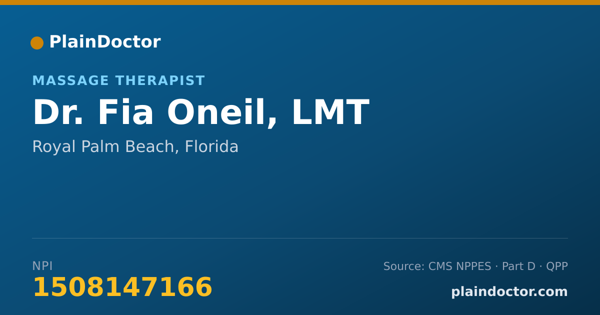 Shareable card for Fia Oneil, LMT - Massage Therapist, Royal Palm Beach, FL