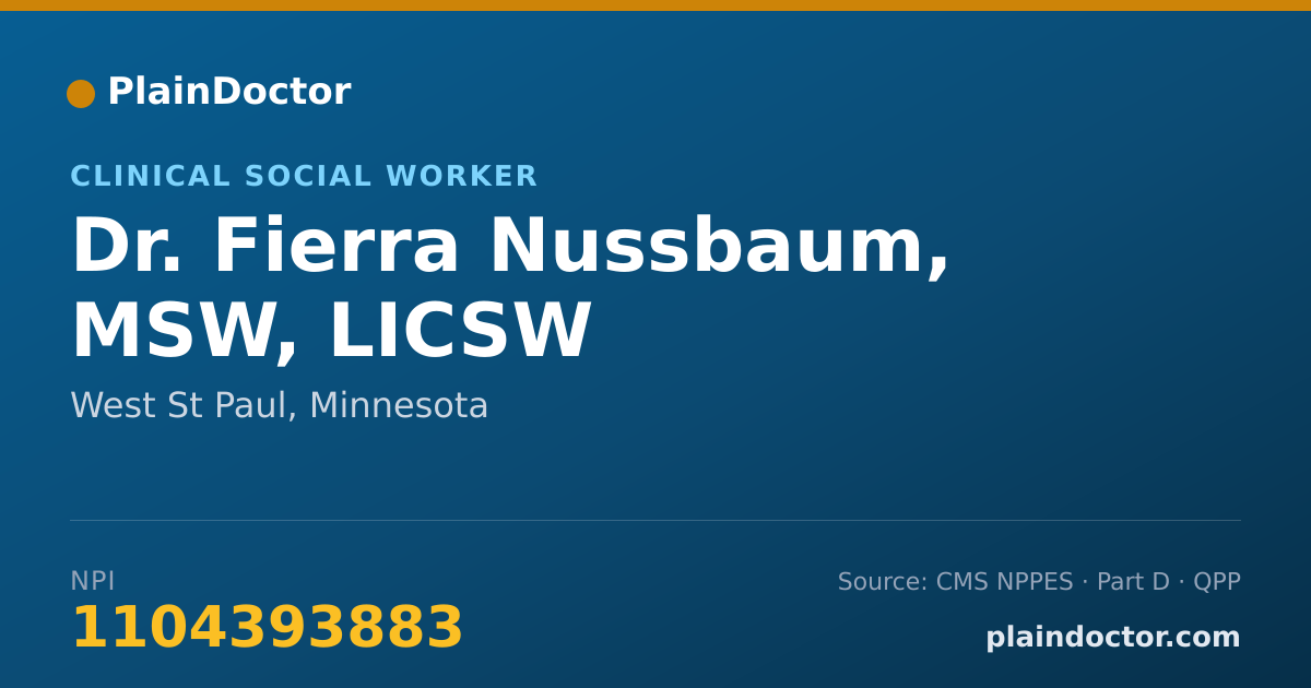 Shareable card for Fierra Nussbaum, MSW, LICSW - Clinical Social Worker, West St Paul, MN