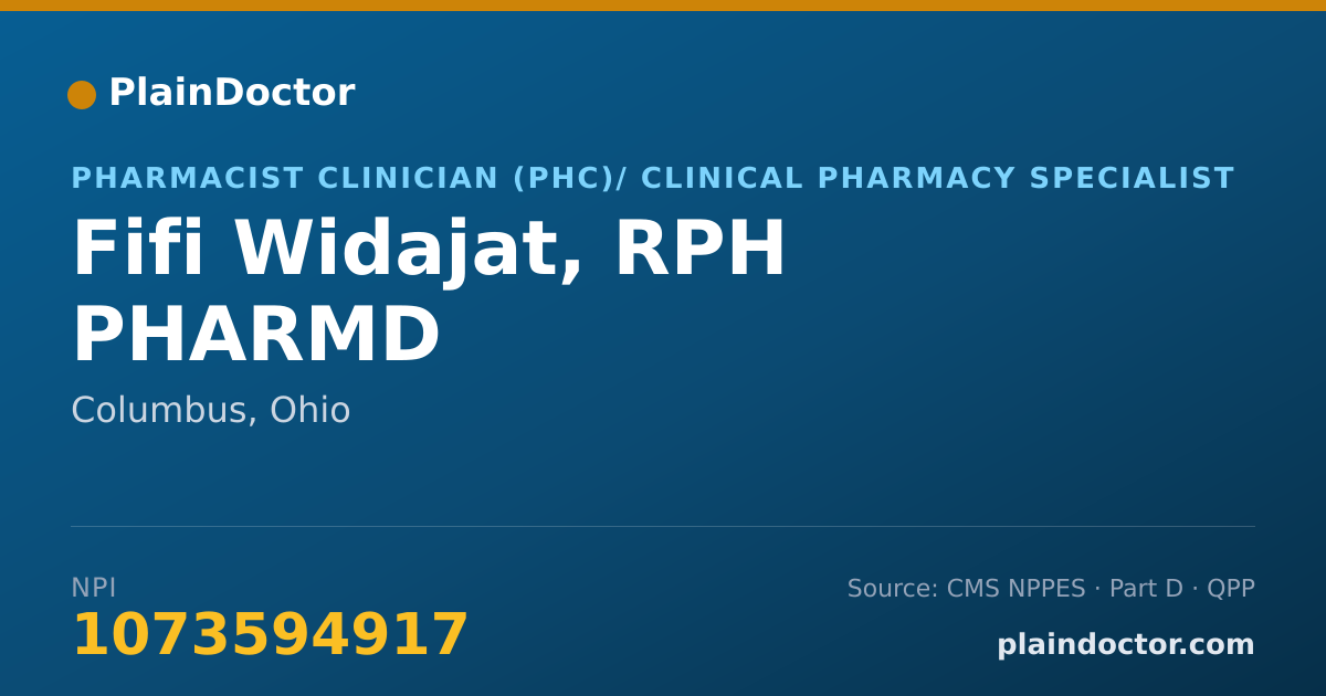 Shareable card for Fifi Widajat, RPH PHARMD - Pharmacist Clinician (PhC)/ Clinical Pharmacy Specialist, Columbus, OH