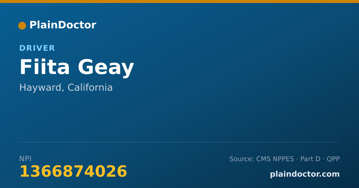 Shareable card for Fiita Geay - Driver, Hayward, CA