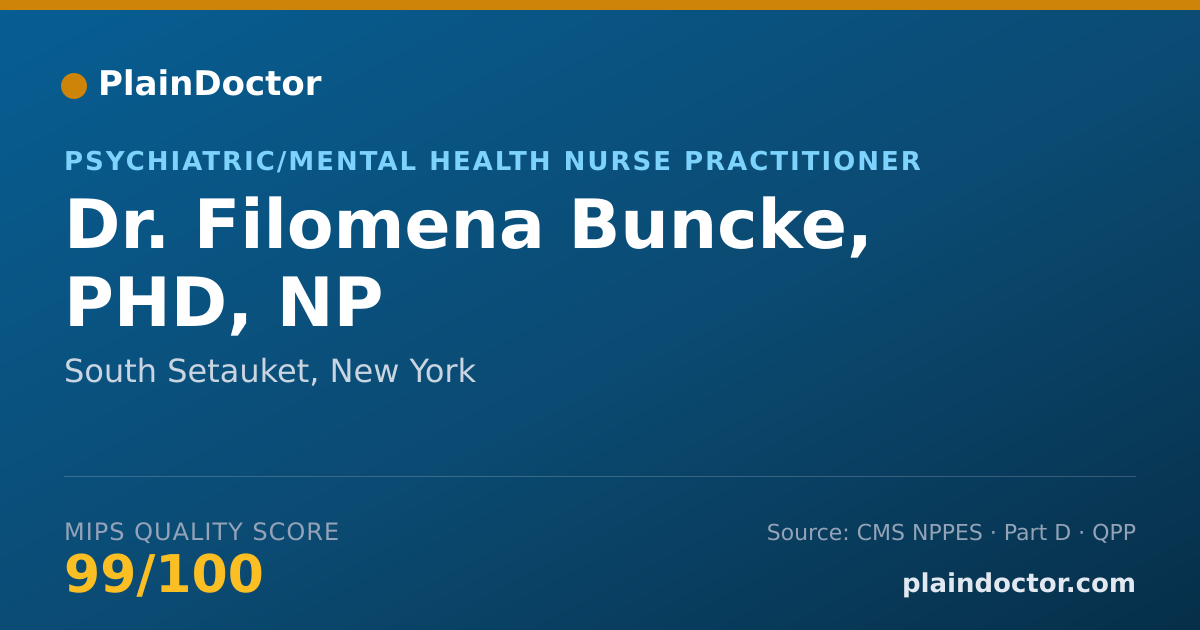Shareable card for Filomena Buncke, PHD, NP - Psychiatric/Mental Health Nurse Practitioner, South Setauket, NY