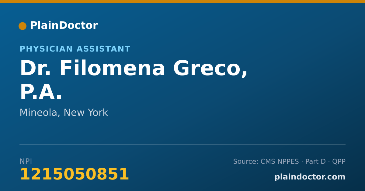 Shareable card for Filomena Greco, P.A. - Physician Assistant, Mineola, NY