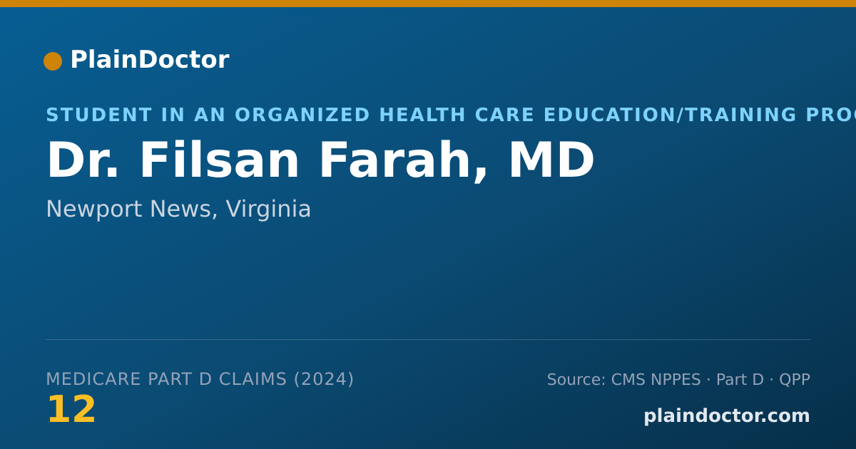Shareable card for Filsan Farah, MD - Student in an Organized Health Care Education/Training Program, Newport News, VA