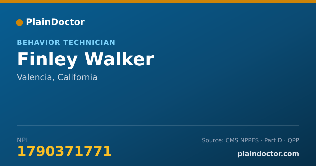 Shareable card for Finley Walker - Behavior Technician, Valencia, CA