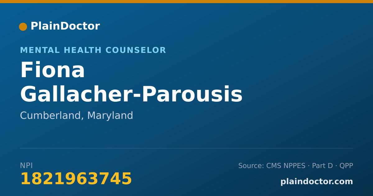 Shareable card for Fiona Gallacher-Parousis - Mental Health Counselor, Cumberland, MD