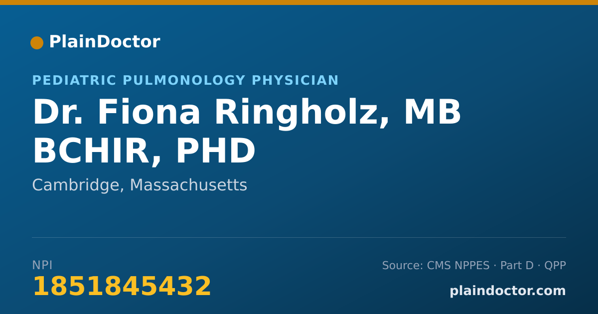 Shareable card for Fiona Ringholz, MB BCHIR, PHD - Pediatric Pulmonology Physician, Cambridge, MA