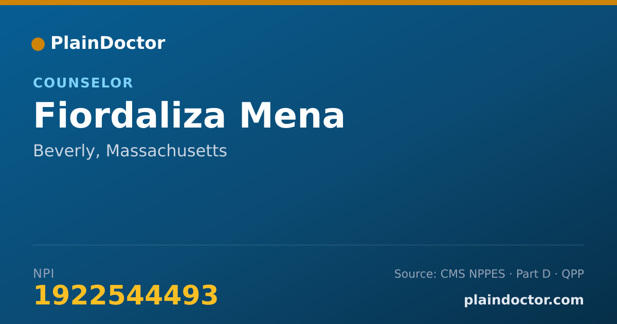 Shareable card for Fiordaliza Mena - Counselor, Beverly, MA