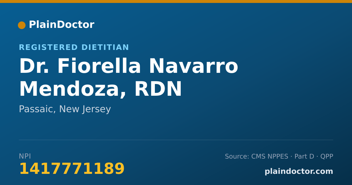 Shareable card for Fiorella Navarro Mendoza, RDN - Registered Dietitian, Passaic, NJ