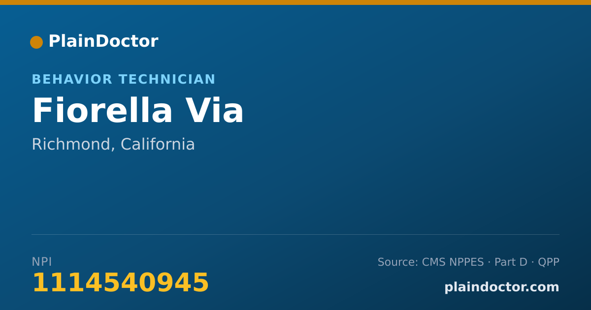 Shareable card for Fiorella Via - Behavior Technician, Richmond, CA