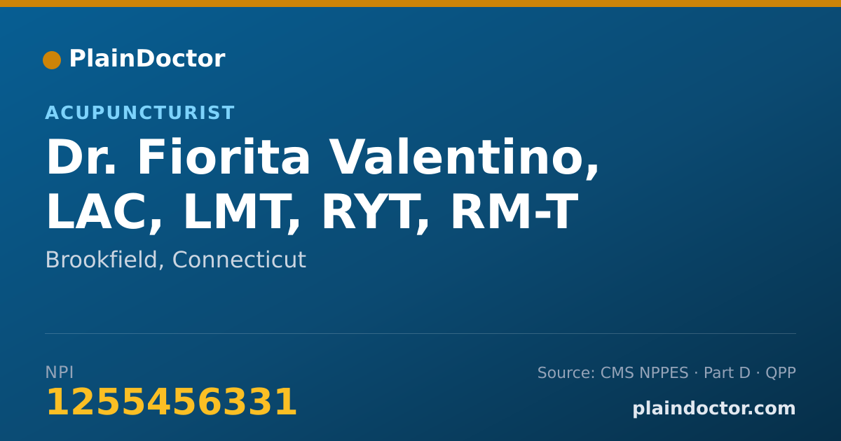 Shareable card for Fiorita Valentino, LAC, LMT, RYT, RM-T - Acupuncturist, Brookfield, CT