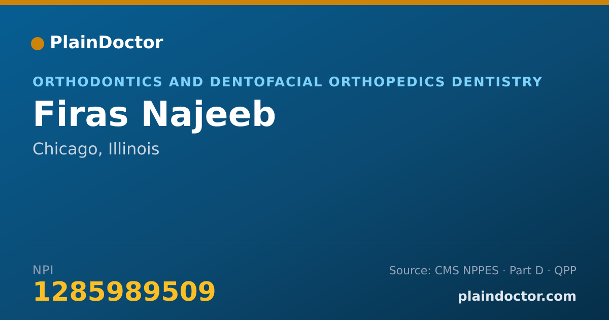 Shareable card for Firas Najeeb - Orthodontics and Dentofacial Orthopedics Dentistry, Chicago, IL