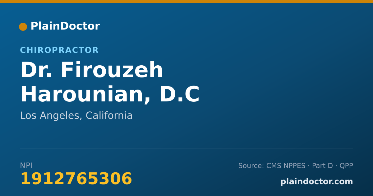 Shareable card for Firouzeh Harounian, D.C - Chiropractor, Los Angeles, CA