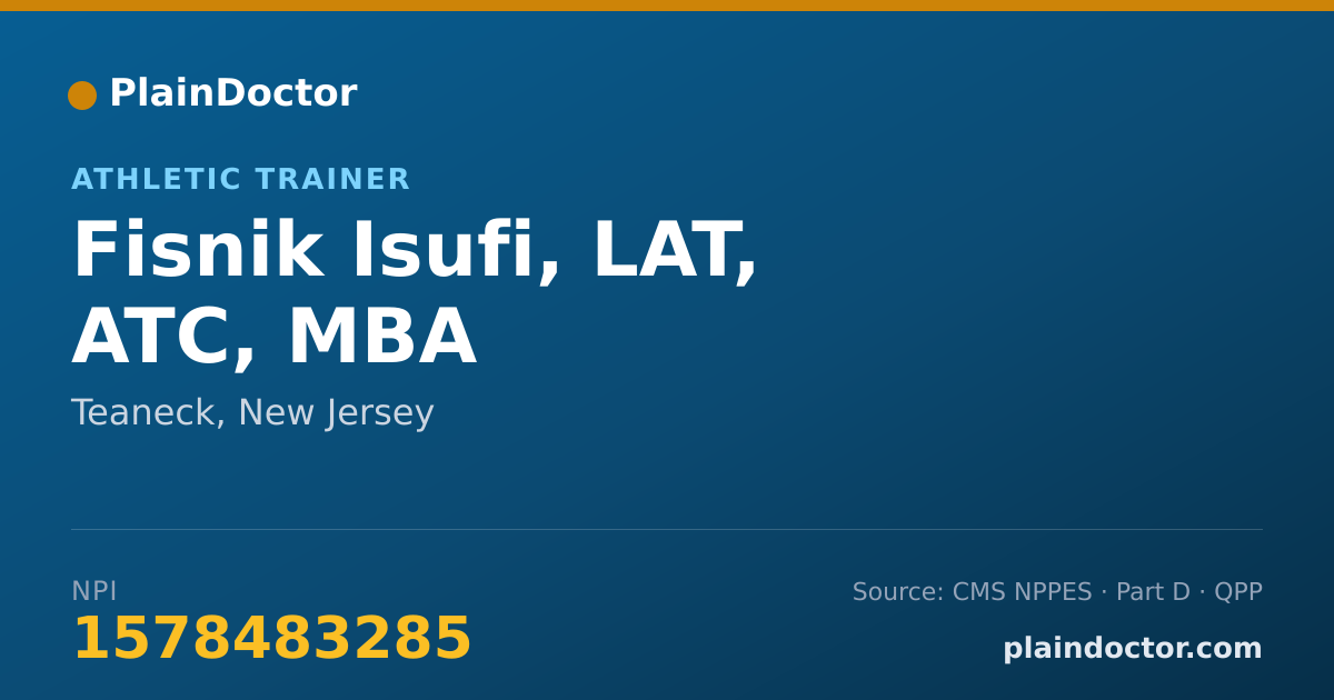 Shareable card for Fisnik Isufi, LAT, ATC, MBA - Athletic Trainer, Teaneck, NJ