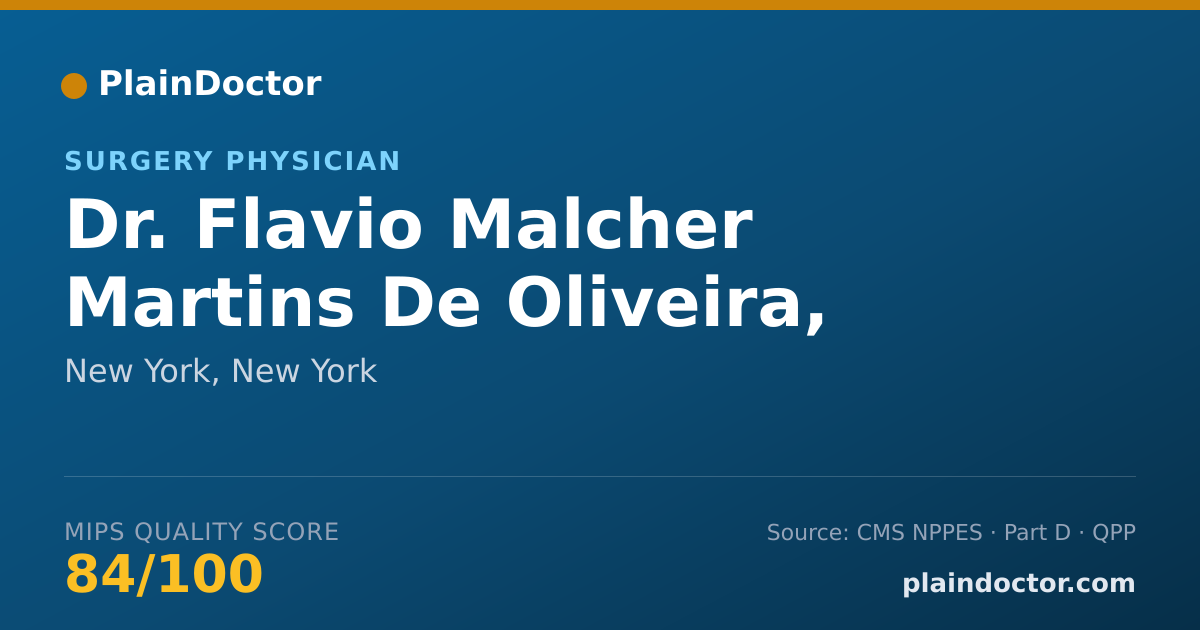 Shareable card for Flavio Malcher Martins De Oliveira, MD, MSC - Surgery Physician, New York, NY