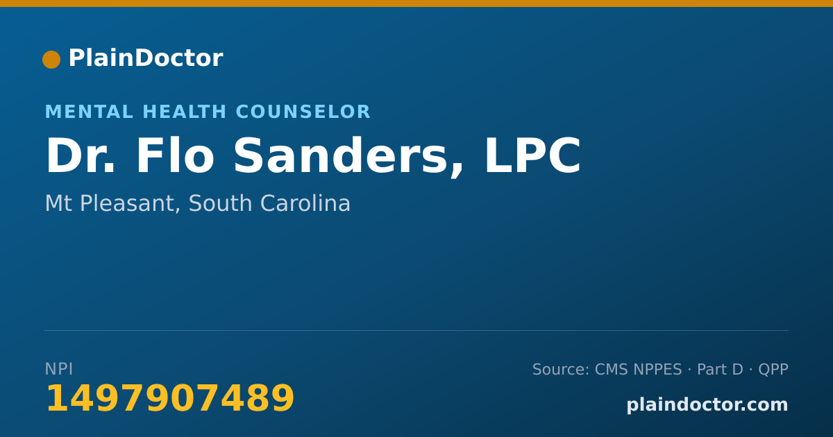 Shareable card for Flo Sanders, LPC - Mental Health Counselor, Mt Pleasant, SC