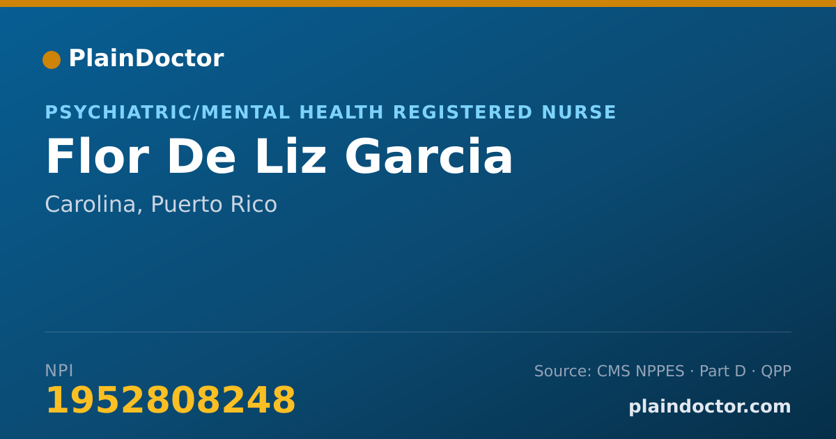 Shareable card for Flor De Liz Garcia - Psychiatric/Mental Health Registered Nurse, Carolina, PR