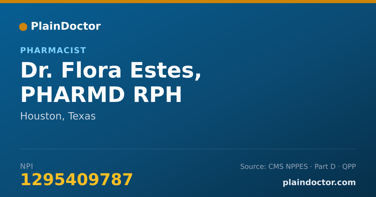 Shareable card for Flora Estes, PHARMD RPH - Pharmacist, Houston, TX