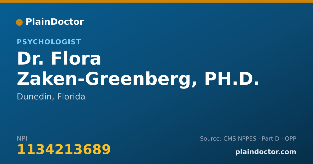 Shareable card for Flora Zaken-Greenberg, PH.D. - Psychologist, Dunedin, FL