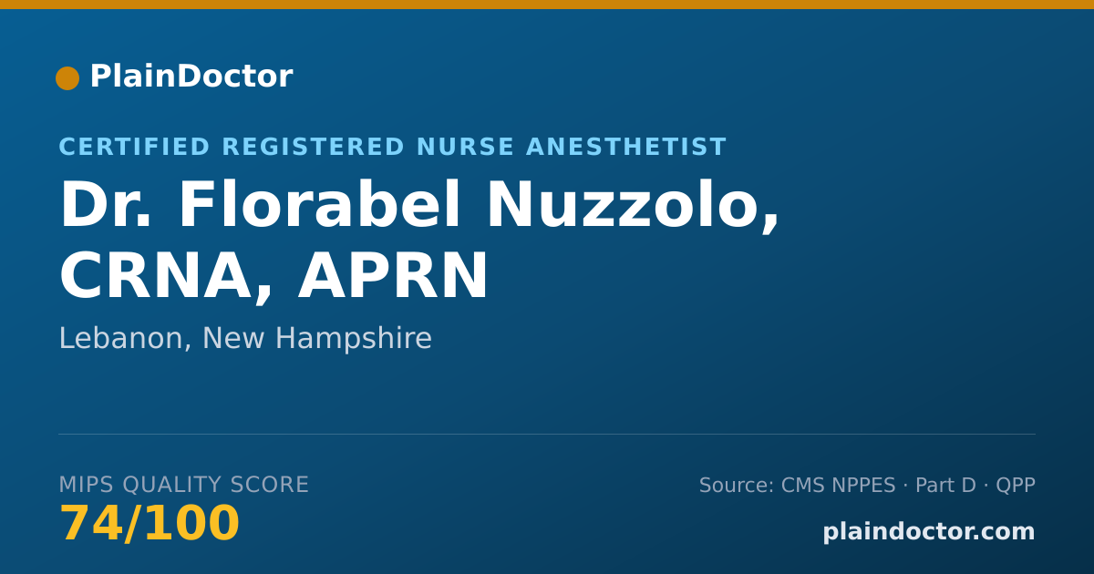 Shareable card for Florabel Nuzzolo, CRNA, APRN - Certified Registered Nurse Anesthetist, Lebanon, NH