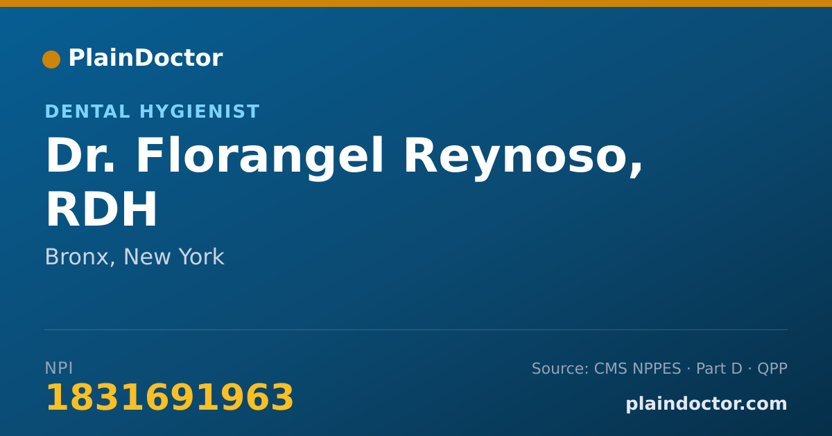 Shareable card for Florangel Reynoso, RDH - Dental Hygienist, Bronx, NY