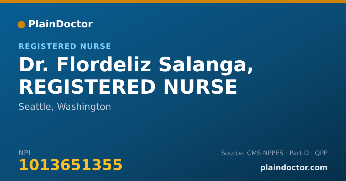 Shareable card for Flordeliz Salanga, REGISTERED NURSE - Registered Nurse, Seattle, WA