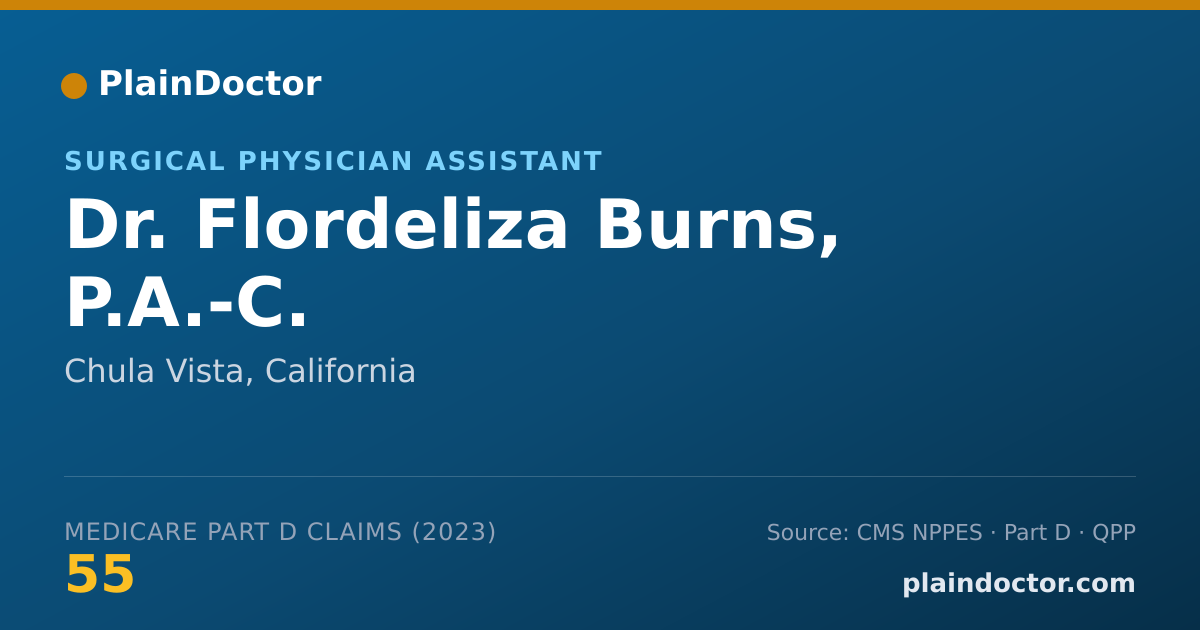 Shareable card for Flordeliza Burns, P.A.-C. - Surgical Physician Assistant, Chula Vista, CA