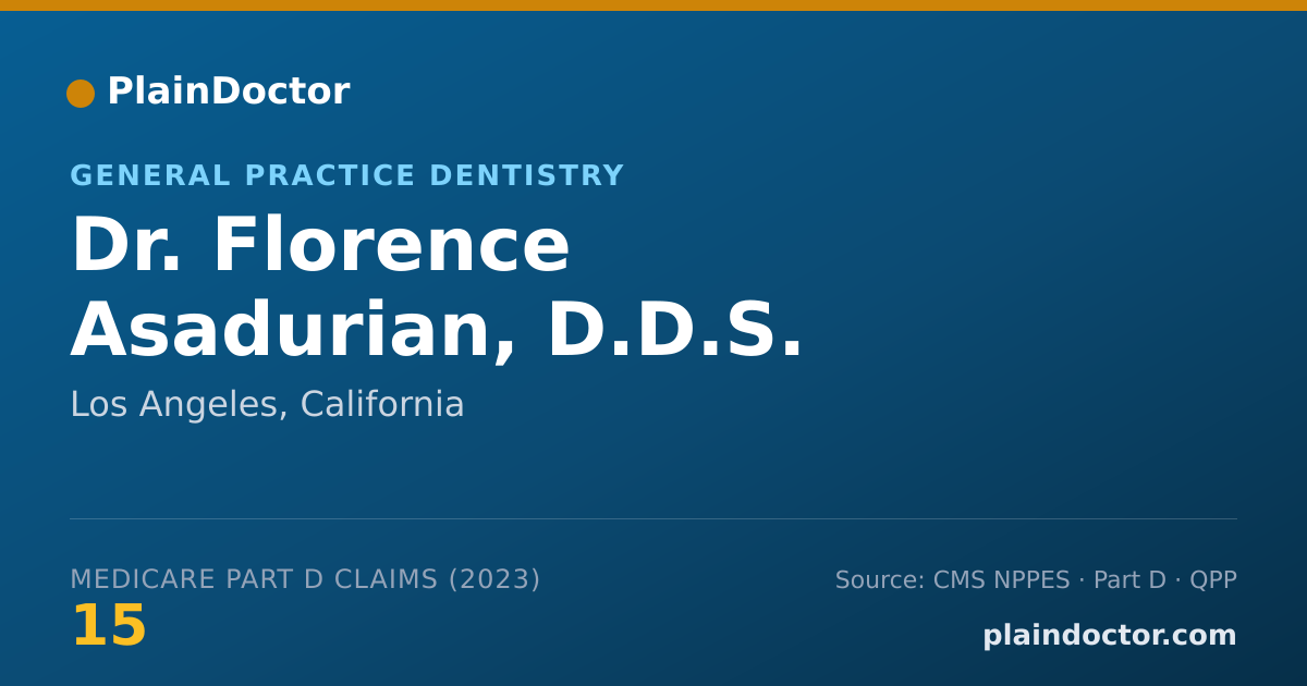Shareable card for Florence Asadurian, D.D.S. - General Practice Dentistry, Los Angeles, CA