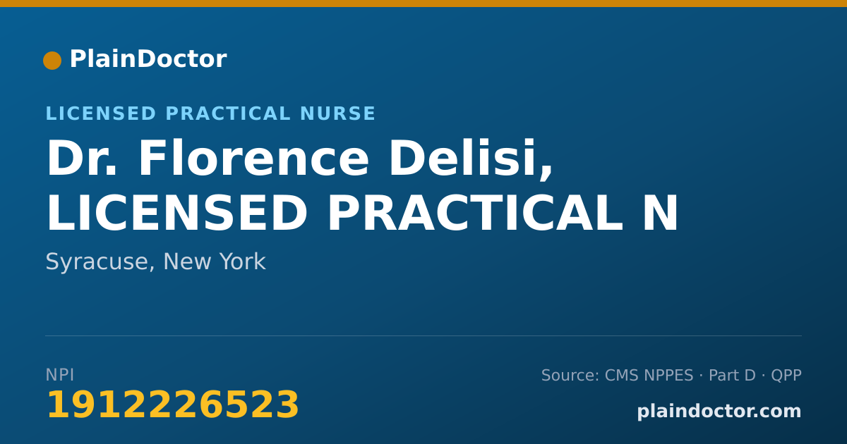 Shareable card for Florence Delisi, LICENSED PRACTICAL N - Licensed Practical Nurse, Syracuse, NY