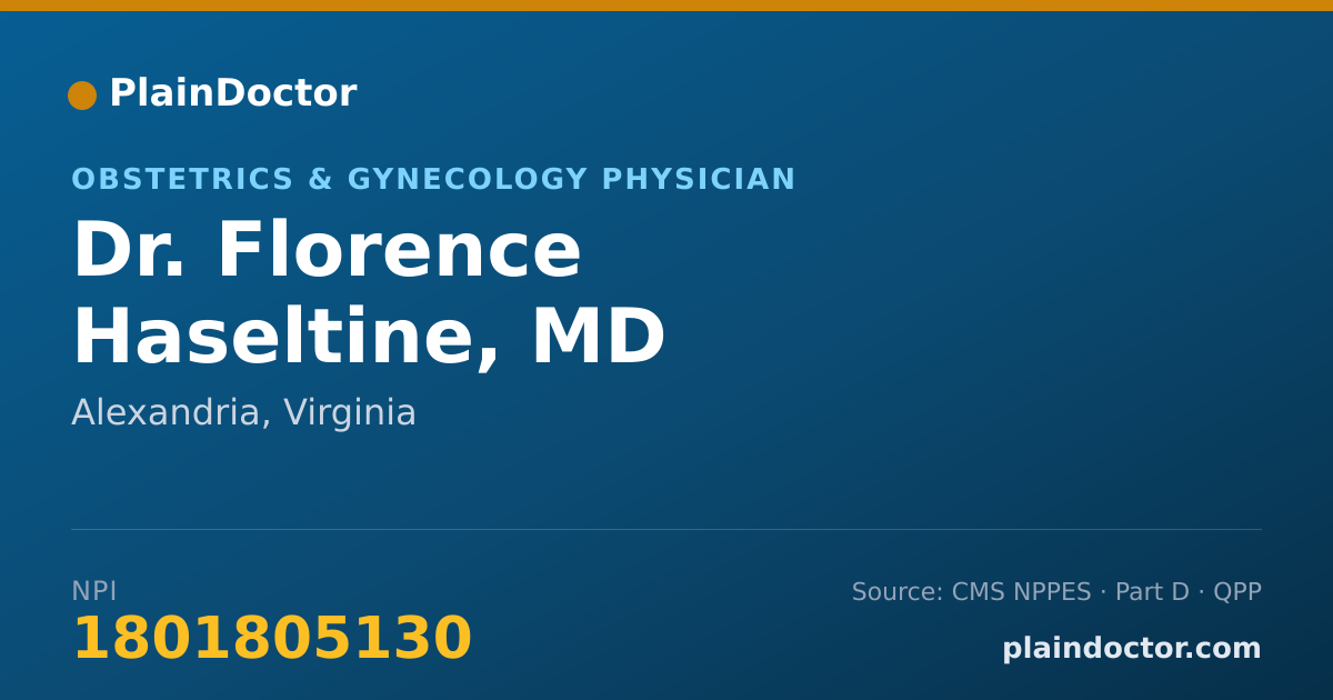Shareable card for Florence Haseltine, MD - Obstetrics & Gynecology Physician, Alexandria, VA