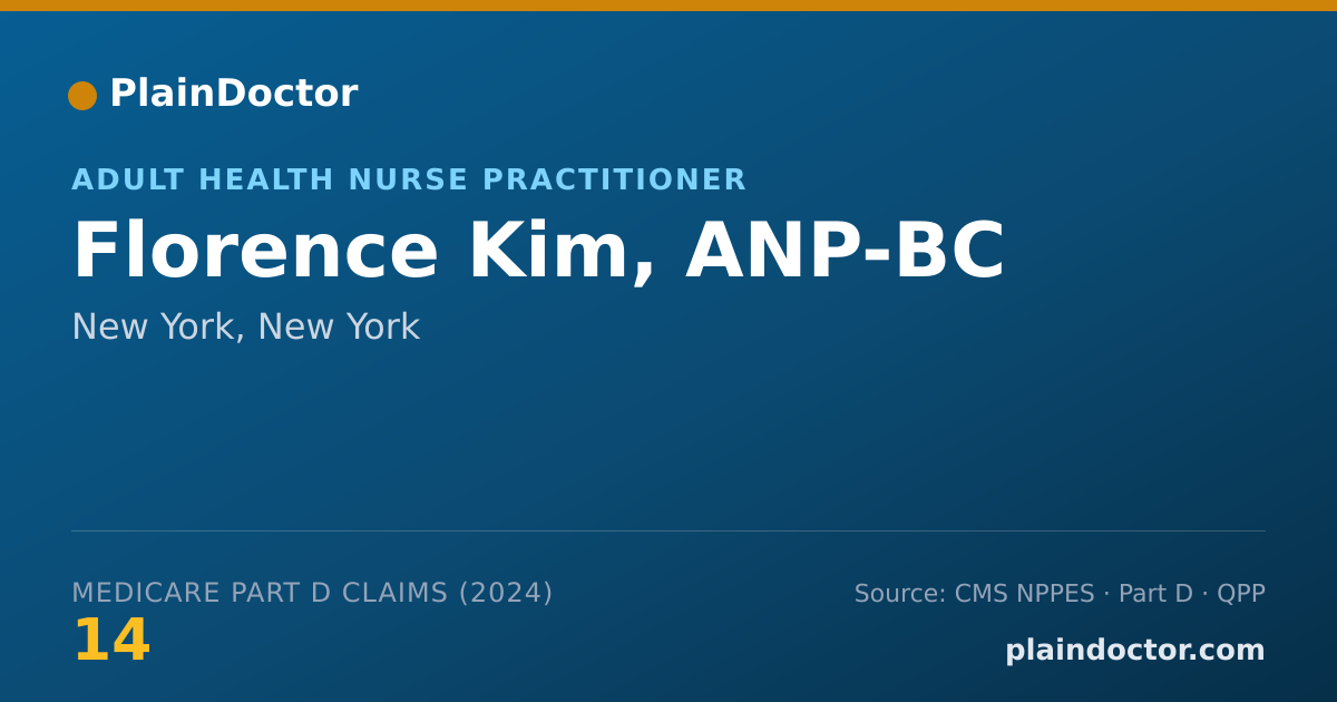 Shareable card for Florence Kim, ANP-BC - Adult Health Nurse Practitioner, New York, NY