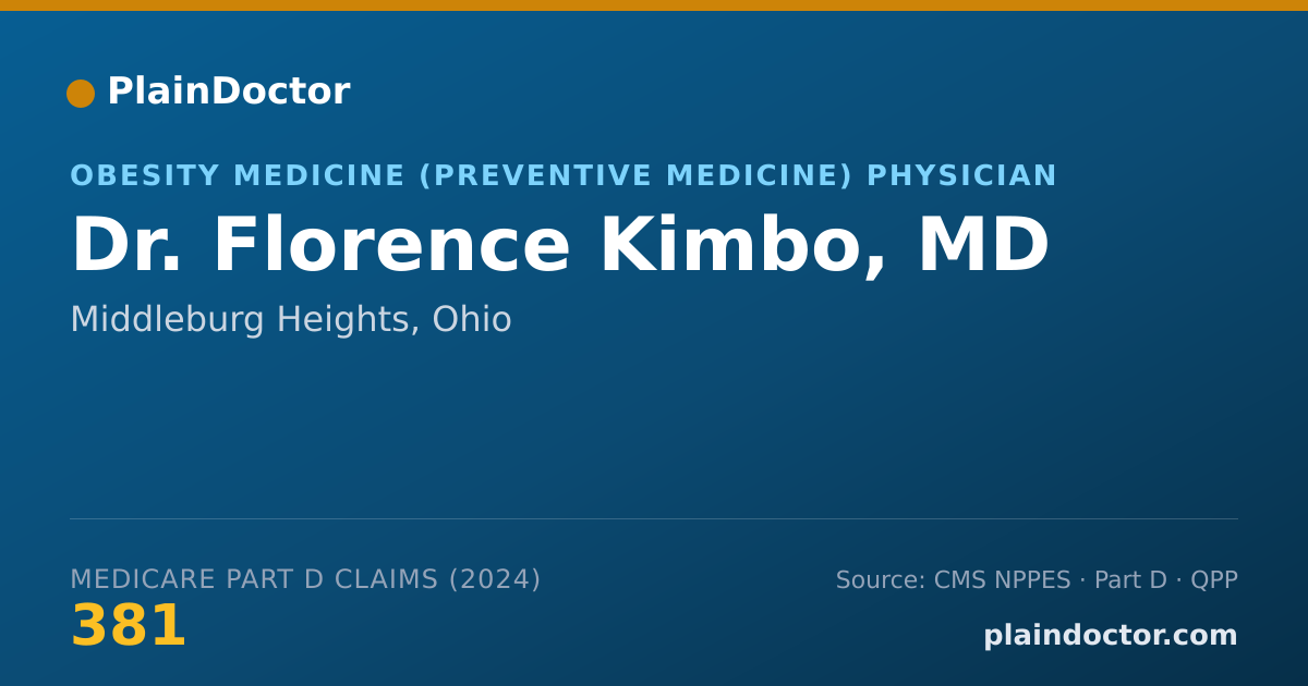 Shareable card for Florence Kimbo, MD - Obesity Medicine (Preventive Medicine) Physician, Middleburg Heights, OH