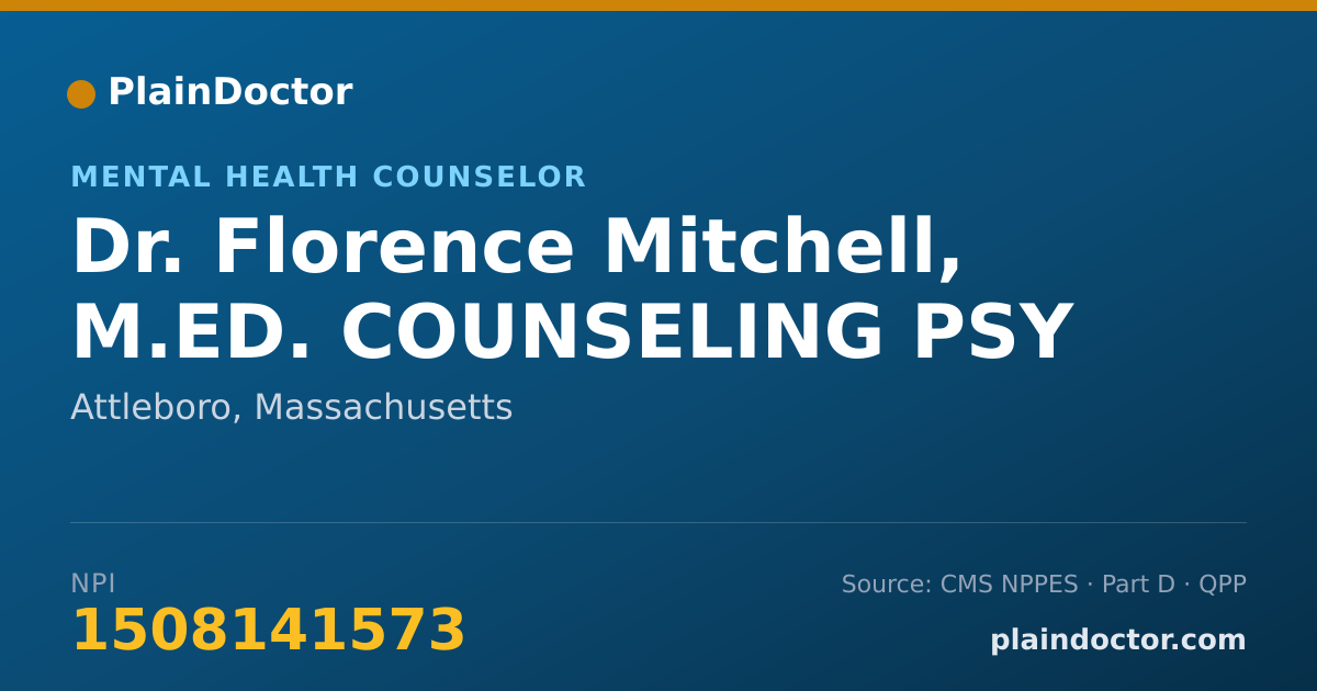 Shareable card for Florence Mitchell, M.ED. COUNSELING PSY - Mental Health Counselor, Attleboro, MA