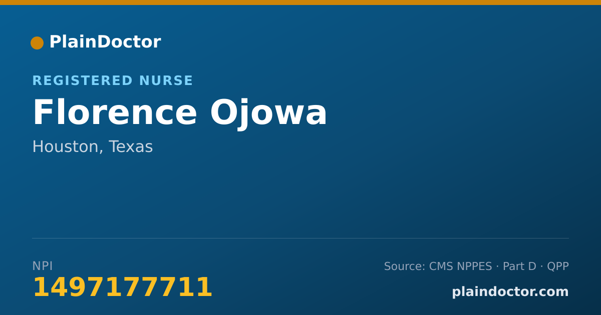Shareable card for Florence Ojowa - Registered Nurse, Houston, TX