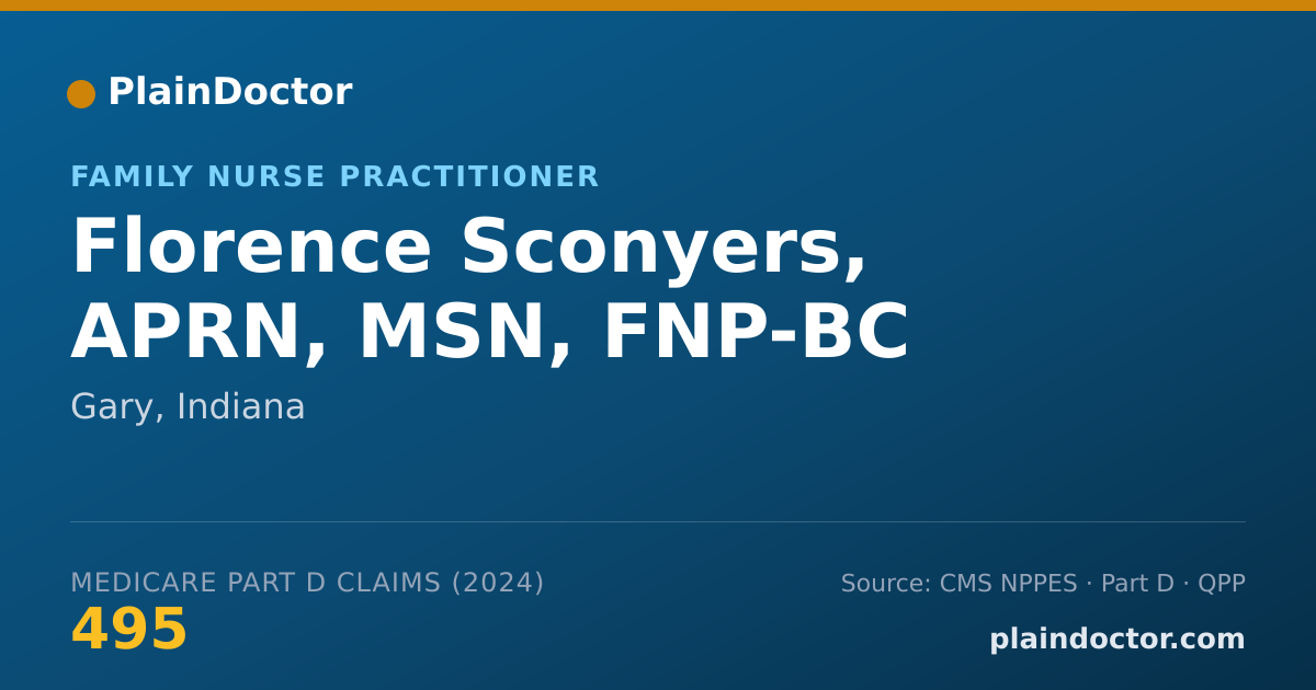 Shareable card for Florence Sconyers, APRN, MSN, FNP-BC - Family Nurse Practitioner, Gary, IN