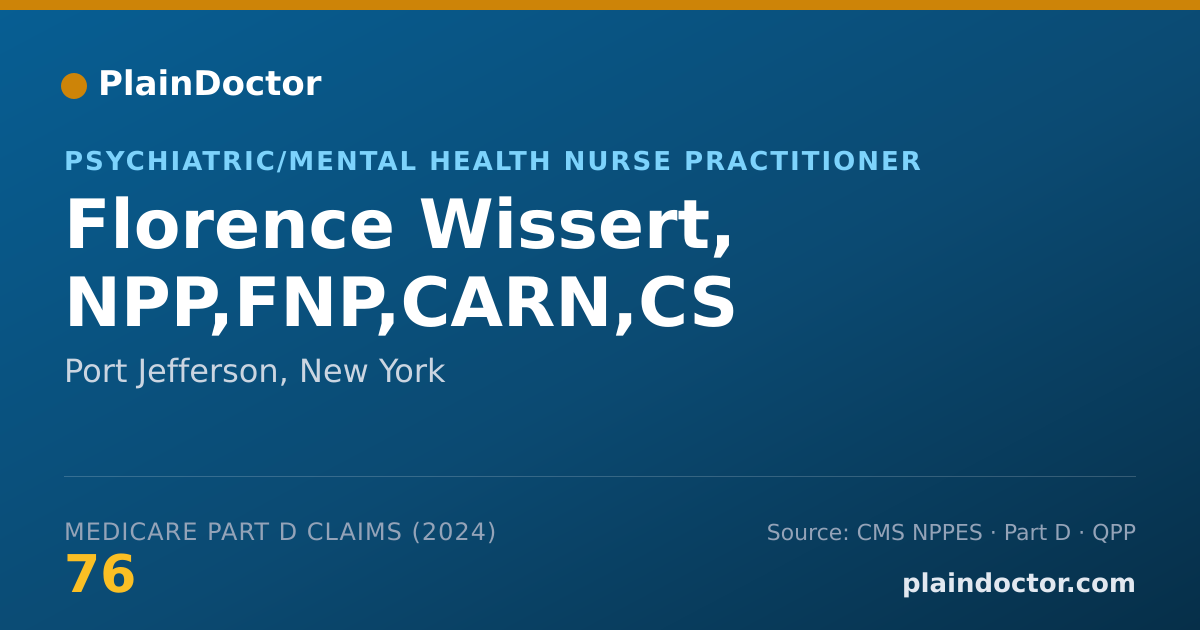 Shareable card for Florence Wissert, NPP,FNP,CARN,CS - Psychiatric/Mental Health Nurse Practitioner, Port Jefferson, NY