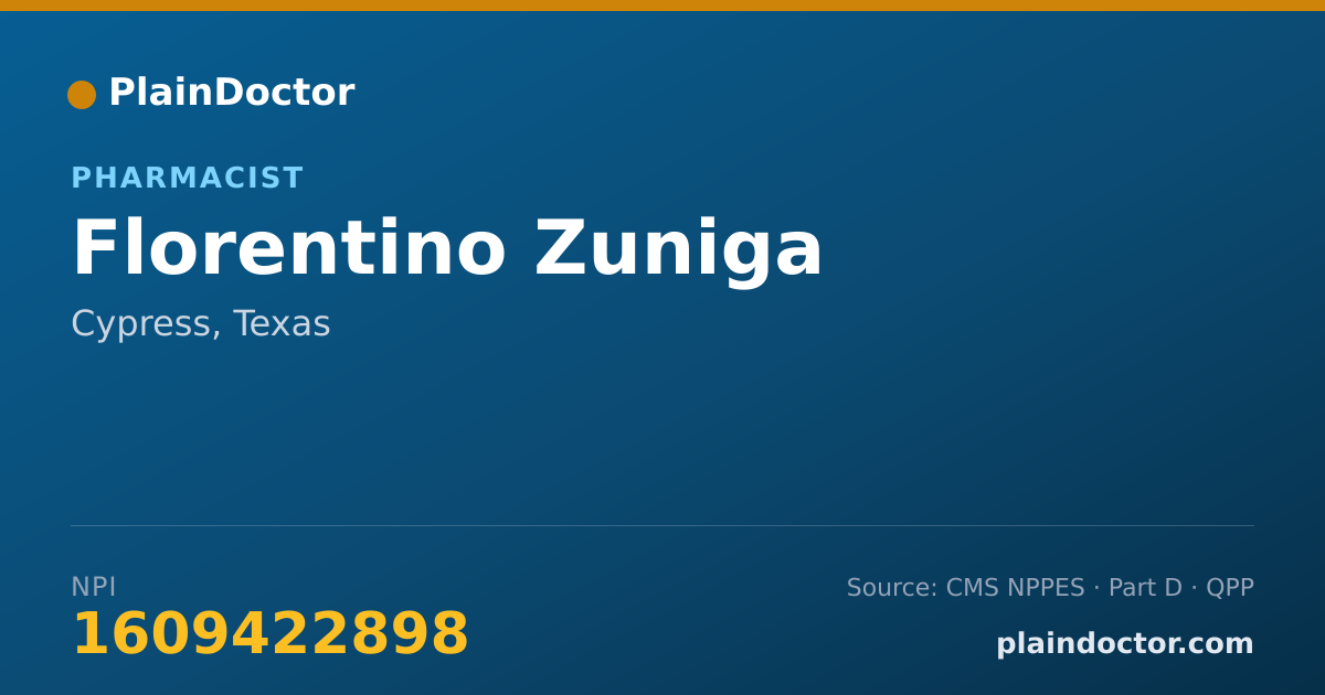 Shareable card for Florentino Zuniga - Pharmacist, Cypress, TX
