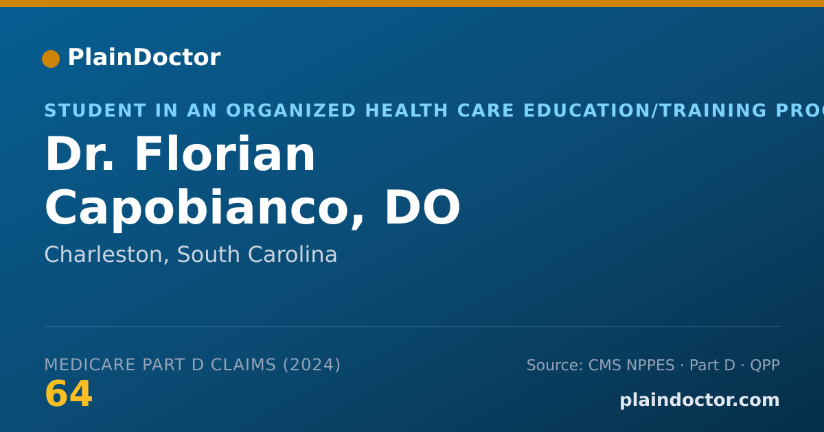 Shareable card for Florian Capobianco, DO - Student in an Organized Health Care Education/Training Program, Charleston, SC
