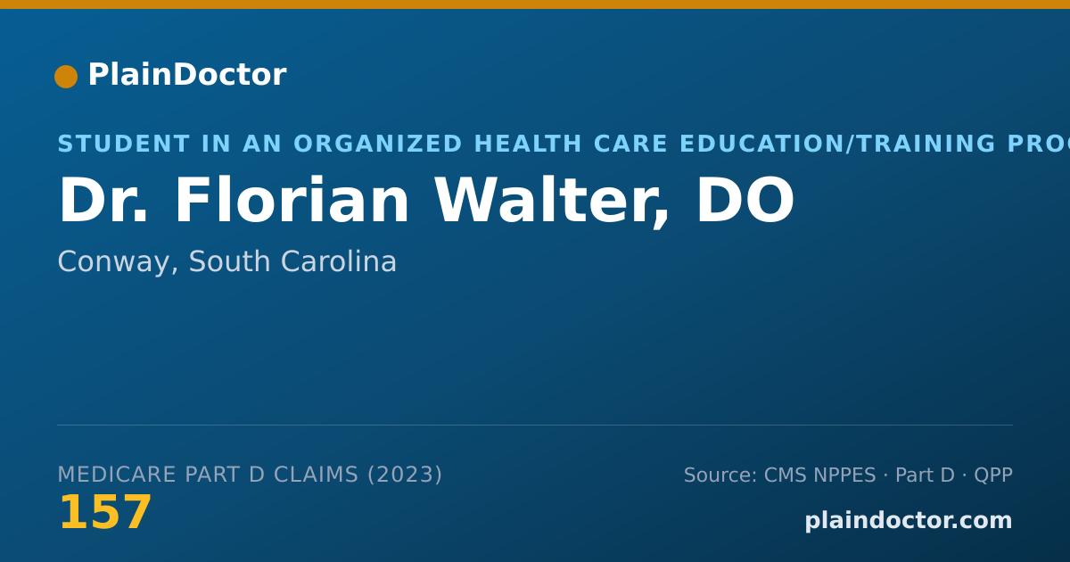 Shareable card for Florian Walter, DO - Student in an Organized Health Care Education/Training Program, Conway, SC