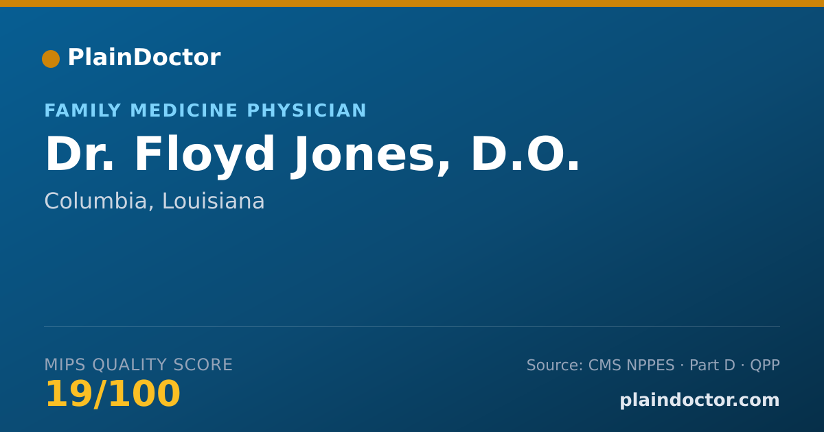 Shareable card for Floyd Jones, D.O. - Family Medicine Physician, Columbia, LA